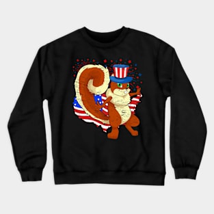 4th Of July Animal Lover US Flag American USA Squirrel Crewneck Sweatshirt